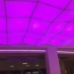 purple lighting in office