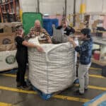 volunteers sorting food