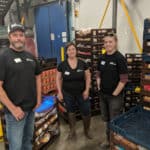 volunteers sorting food