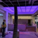 Purple lighting shining in office